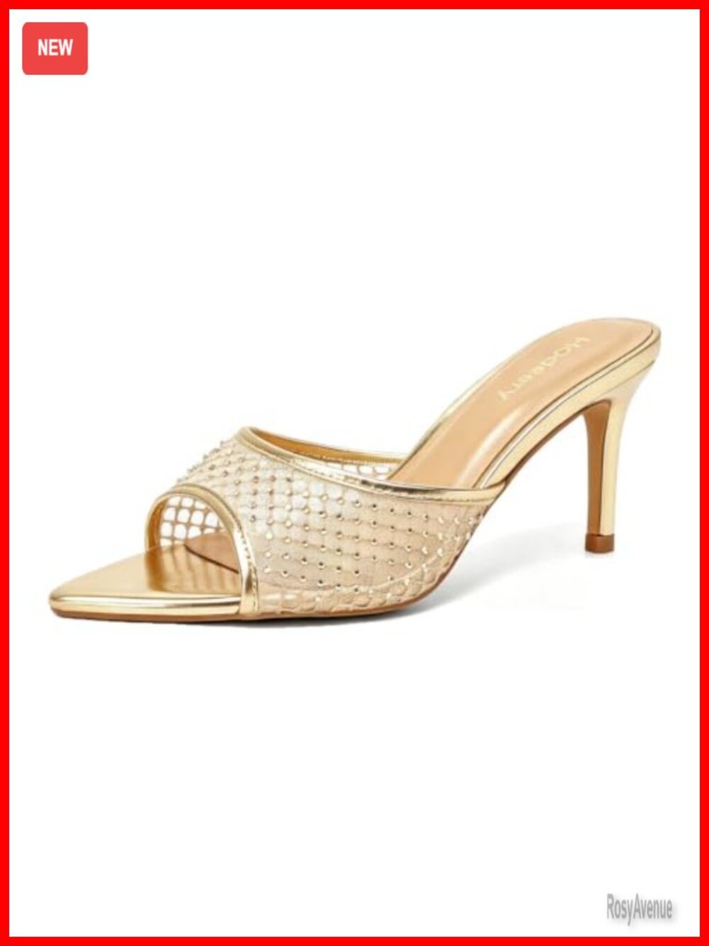 Faux Leather Rhinestone Slip On Mule Heels Women's Pointed Open Toe Stiletto